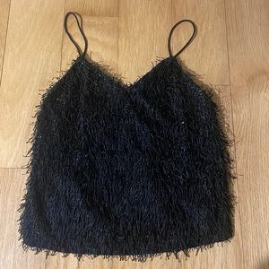 Black Sparkly Fringe Top
